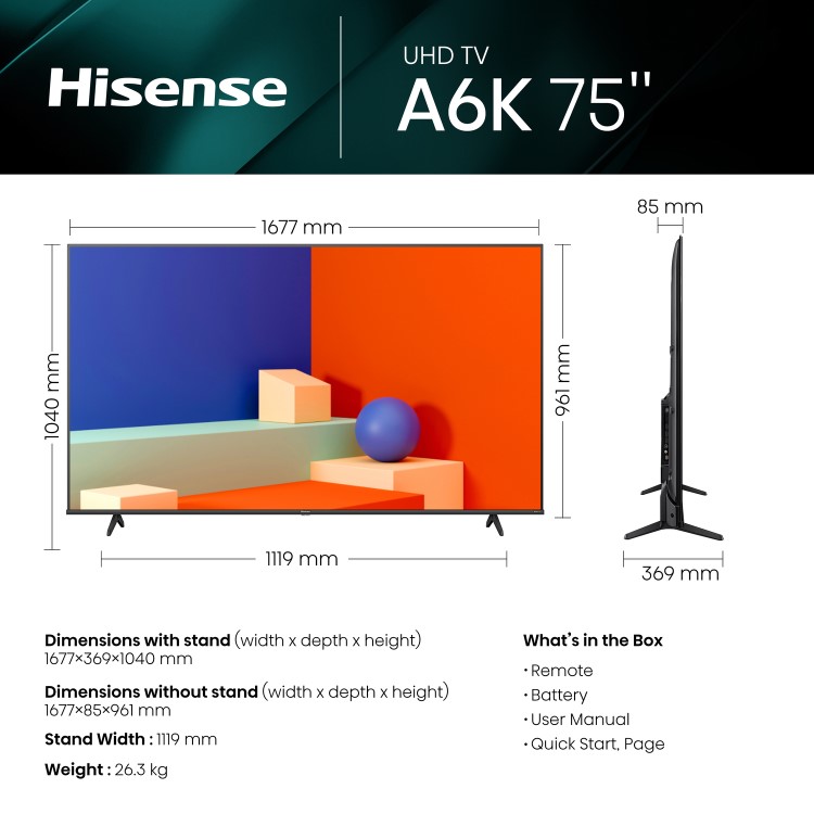 Hisense A6K 70 inch 4K Ultra HD LED Smart TV