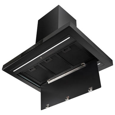 Refurbished electriQ eiQISLANDSLIMBK 90cm Island Hood with Hob to Hood Connection – Black