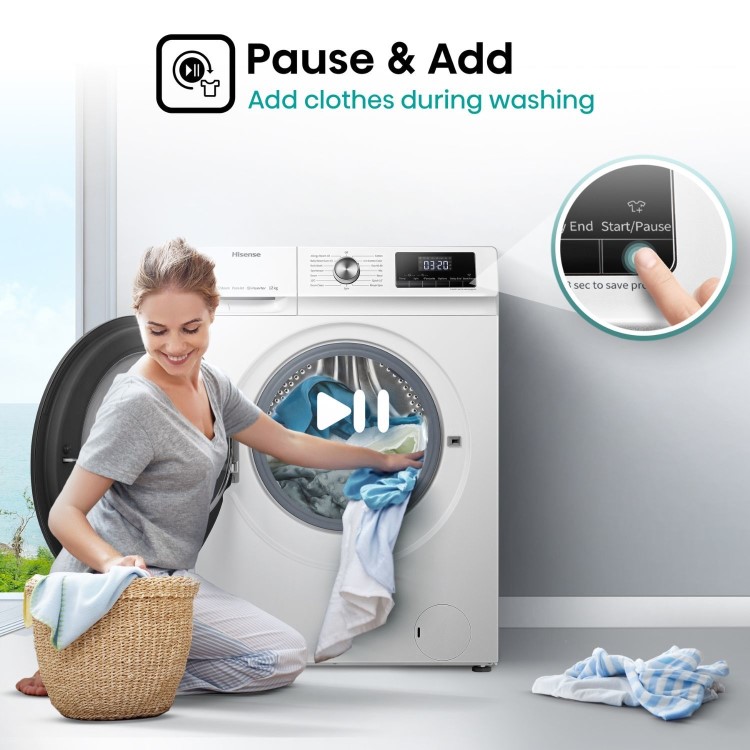 Refurbished Hisense Series 3 WFQA1214EVJM Freestanding 12KG 1400 Spin Washing Machine White
