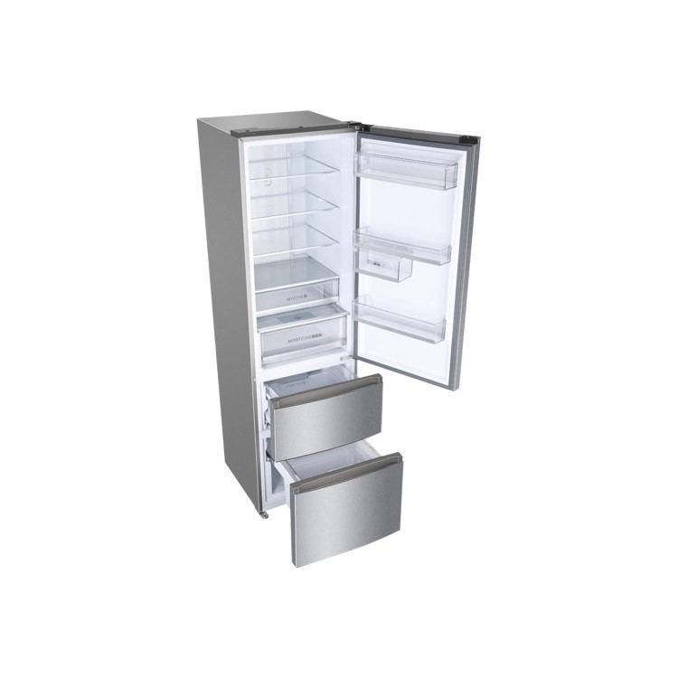 Refurbished Haier A3FE737CMJ Freestanding 350 Litre 60/40 Frost Free Fridge Freezer Stainless Steel