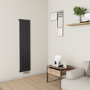 GRADE A2 - Eco Eleganza Midnight Black Vertical Flat Aluminium Middle Connection Radiator 1600x375mm Single Panel 2546 BTU