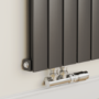 GRADE A2 - Eco Eleganza Midnight Black Vertical Flat Aluminium Middle Connection Radiator 1600x375mm Single Panel 2546 BTU