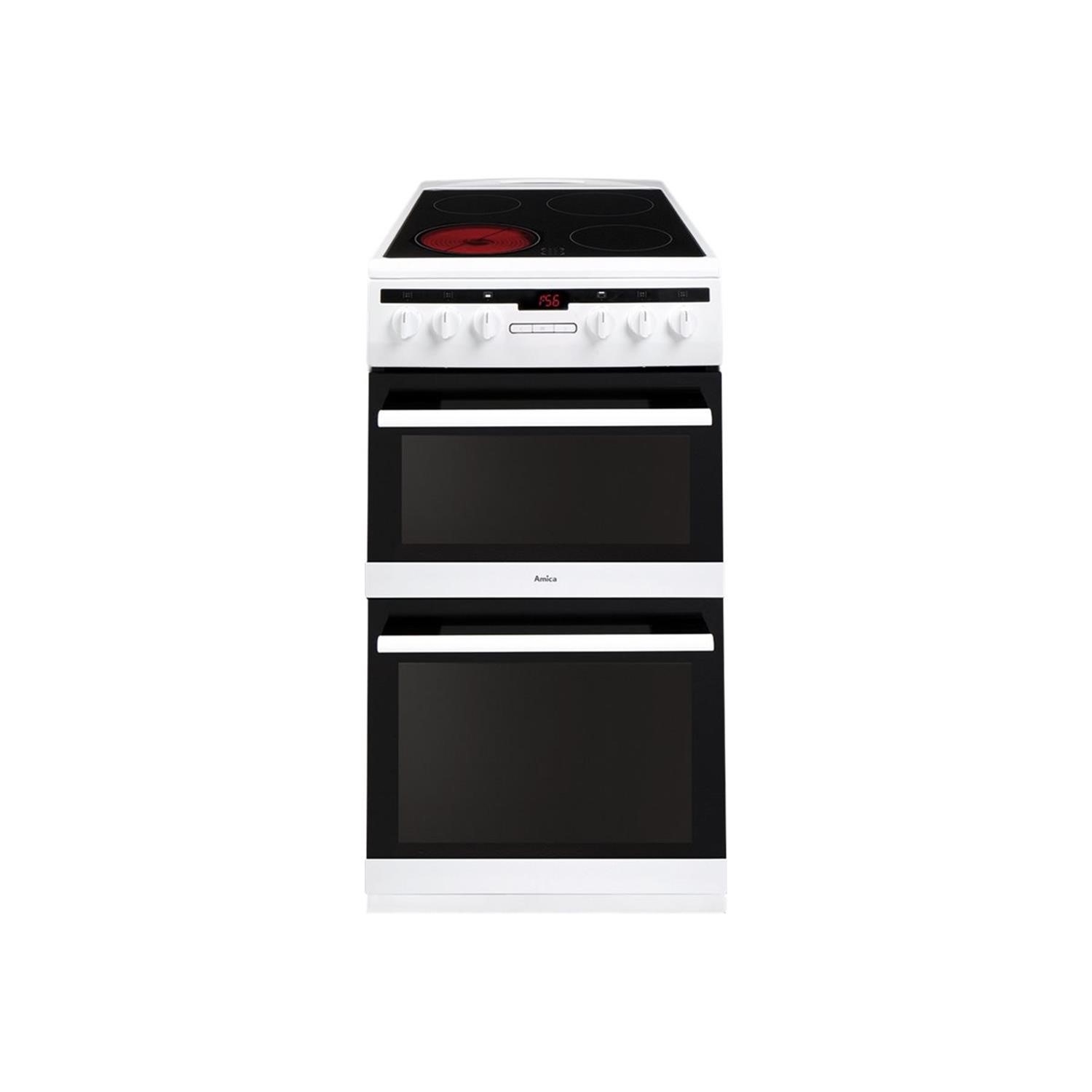 Refurbished Amica AFC5550WH 50cm 4 Zone Double Oven Electric Cooker