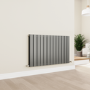 Refurbished Eco Eleganza Anthracite Horizontal Flat Designer Aluminium Radiator 600x975mm Double Panel 3973 BTU