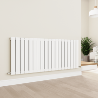 GRADE A2 - Eco Eleganza White Horizontal Flat Designer Aluminium Radiator 600x1425mm Single Panel 4373 BTU