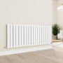 GRADE A2 - Eco Eleganza White Horizontal Flat Designer Aluminium Radiator 600x1425mm Single Panel 4373 BTU