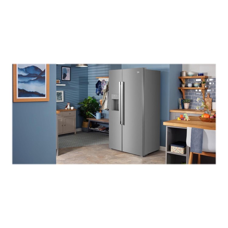 Refurbished Beko ASPM341LPX Freestanding 523 Litre Frost Free Fridge Freezer Stainless Steel
