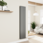 GRADE A2 - Eco Eleganza Anthracite Vertical Flat Designer Aluminium Radiator 1800x375mm Double Panel 3660 BTU
