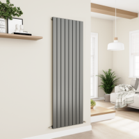 Refurbished - Eco Eleganza Anthracite Vertical Flat Designer Aluminium Radiator 1800x600mm Single Panel 4517 BTU