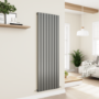Refurbished - Eco Eleganza Anthracite Vertical Flat Designer Aluminium Radiator 1800x600mm Single Panel 4517 BTU
