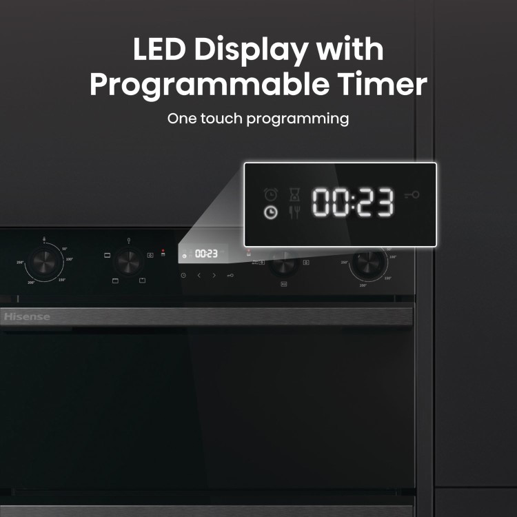 Refurbished Hisense Hi6 BID914221CDBG 60cm Double Built In Electric Oven Black