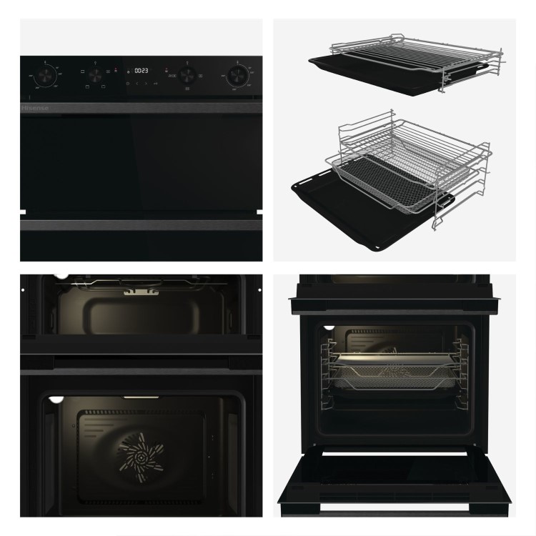 Refurbished Hisense Hi6 BID914221CDBG 60cm Double Built In Electric Oven Black