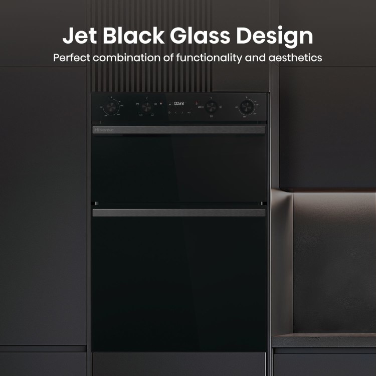 Refurbished Hisense Hi6 BID914221CDBG 60cm Double Built In Electric Oven Black