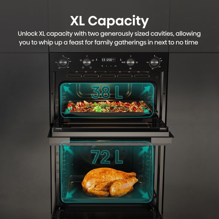 Refurbished Hisense Hi6 BID914221CDBG 60cm Double Built In Electric Oven Black