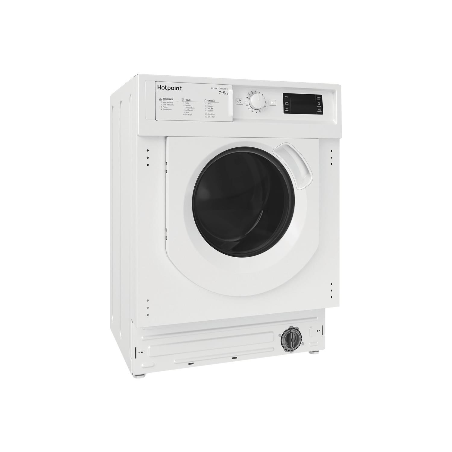 Refurbished Hotpoint BIWDHG75148UKN Integrated 7/5KG 1400 Spin Washer Dryer