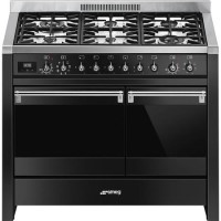 Smeg Opera 100cm Dual Fuel Double Oven Range Cooker - Black