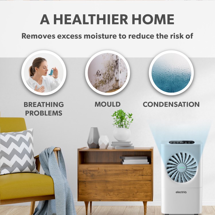 GRADE A2 - electriQ 10 litre Laundry Dehumidifier with Air Purifier - Best Seller