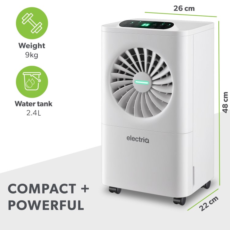 GRADE A2 - electriQ 10 litre Laundry Dehumidifier with Air Purifier - Best Seller
