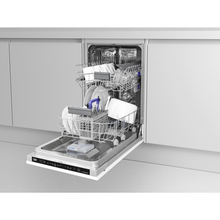 Beko Integrated Slimline Dishwasher - Fast+ - Black control panel