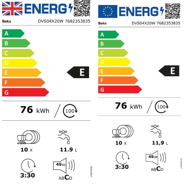 Beko Freestanding Slimline Dishwasher - Quick&Shine White