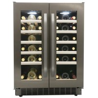 Refurbished Danby DWC120KD1BSS Freestanding 40 Bottle French Door Dual Zone Wine Cooler