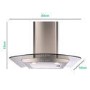 Refurbished CDA ECP62SS 60cm Curved Glass Chimney Cooker Hood Stainless Steel
