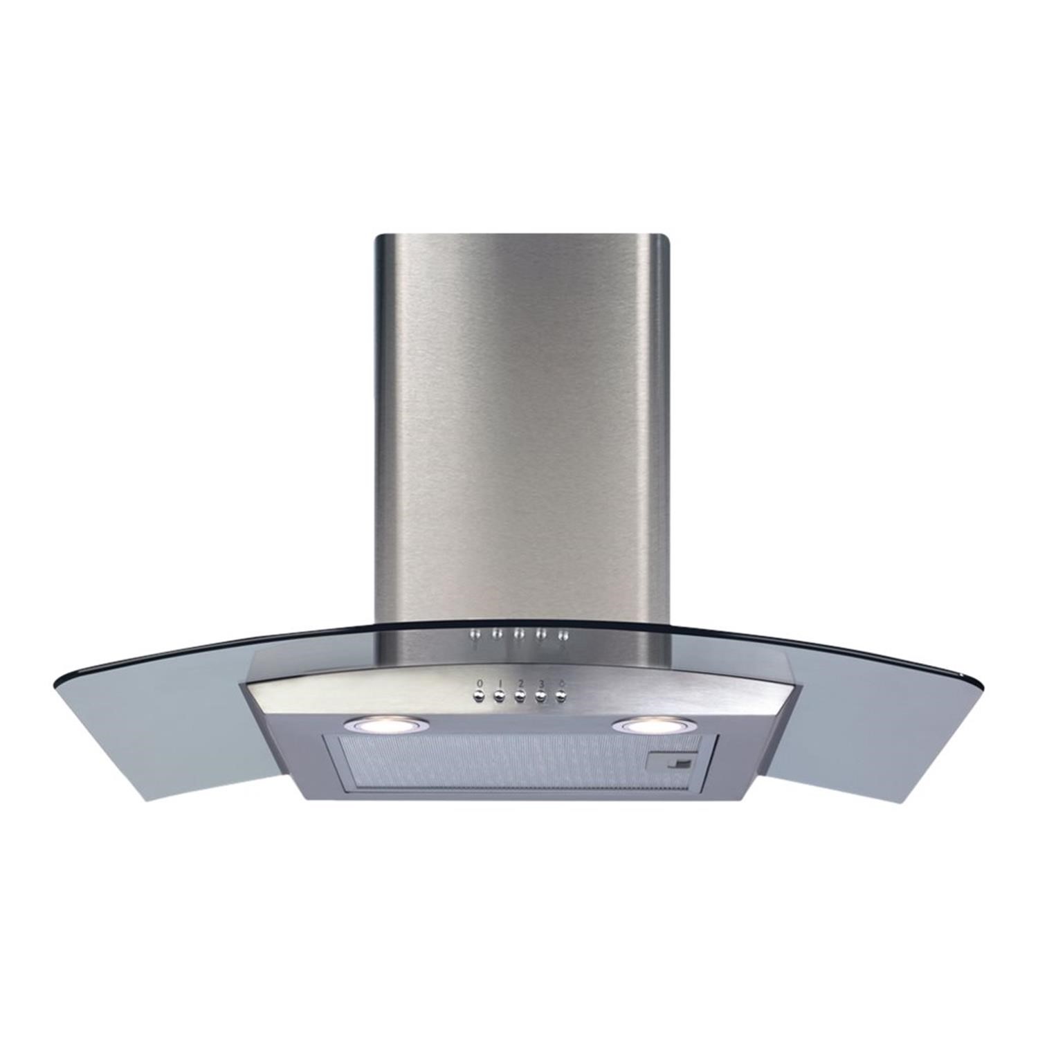 Refurbished CDA ECP72SS Curved Glass 70cm Chimney Cooker Hood Stainless Steel