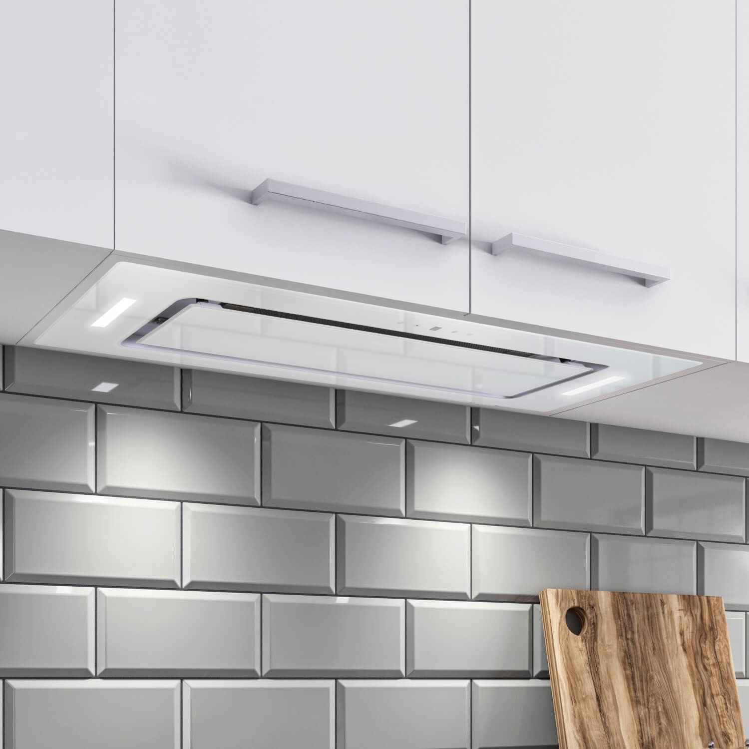 electriQ 90cm Glass Canopy Cooker Hood White EIQ90CANGWL Appliances