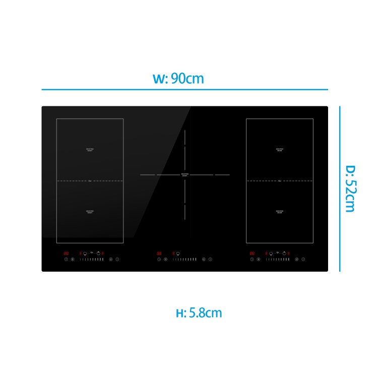 electriQ 90cm 5 Zone Induction Hob with Flex Zone
