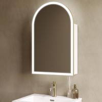 GRADE A2 - Single Door Brass Bathroom Mirror Cabinet with Lights, Demister & Shaver Socket 500 x 800mm - Empire