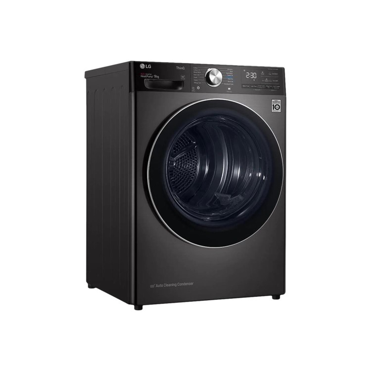 Refurbished LG Eco Hybrid FDV1109B Freestanding Heat Pump 9KG Tumble Dryer Black Steel