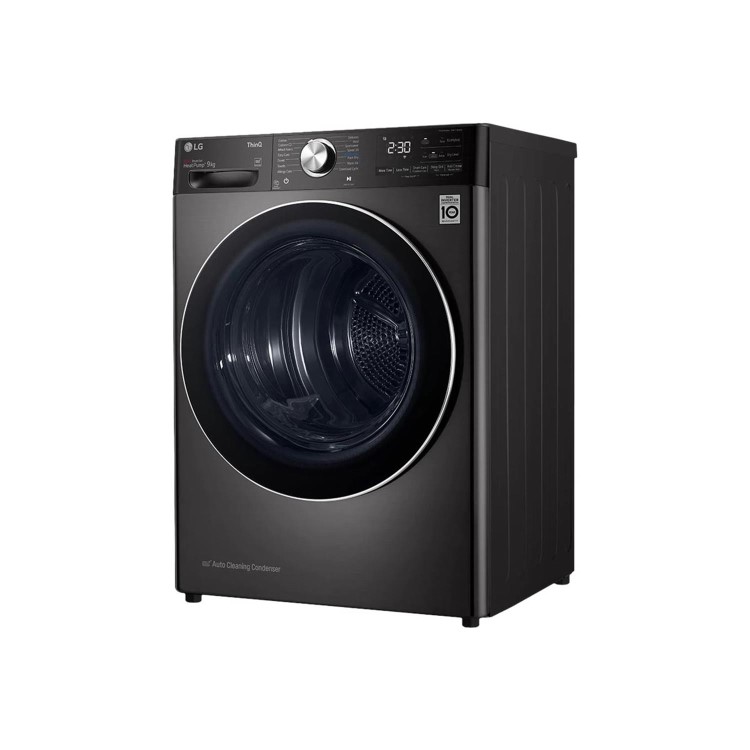 Refurbished LG Eco Hybrid FDV1109B Freestanding Heat Pump 9KG Tumble Dryer Black Steel
