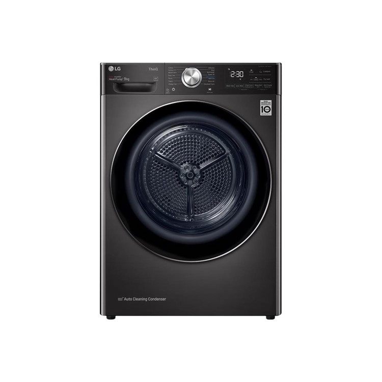 Refurbished LG Eco Hybrid FDV1109B Freestanding Heat Pump 9KG Tumble Dryer Black Steel
