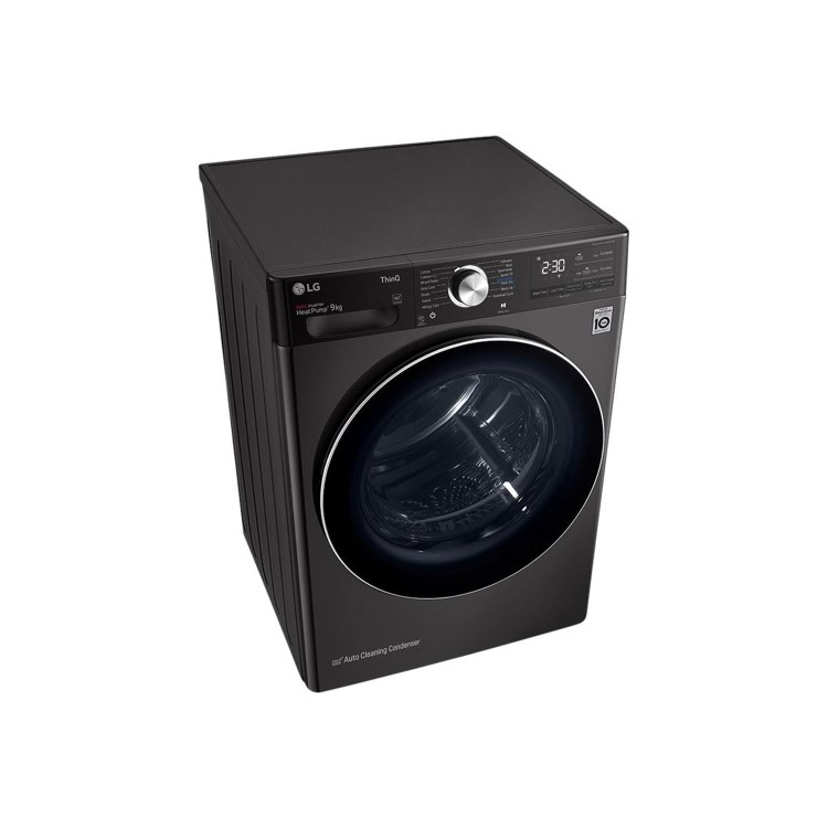 Refurbished LG Eco Hybrid FDV1109B Freestanding Heat Pump 9KG Tumble Dryer Black Steel