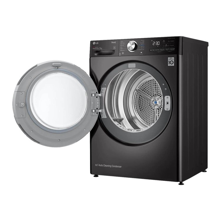 Refurbished LG Eco Hybrid FDV1109B Freestanding Heat Pump 9KG Tumble Dryer Black Steel