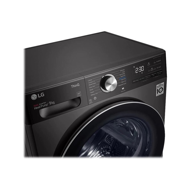 Refurbished LG Eco Hybrid FDV1109B Freestanding Heat Pump 9KG Tumble Dryer Black Steel