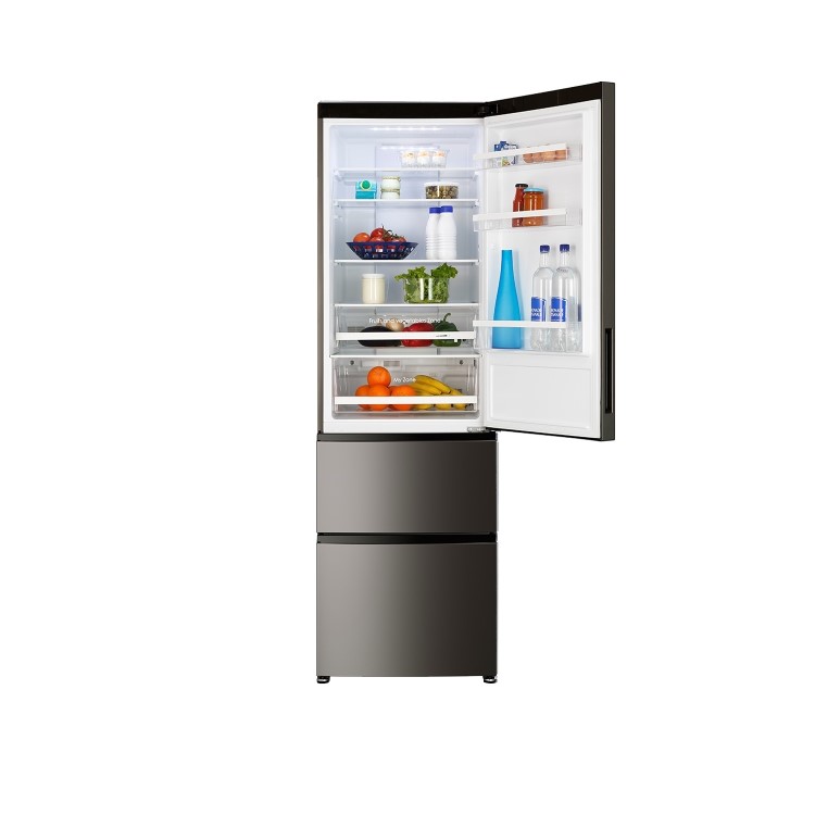 GRADE A1 - Haier A2FE635CFJ Frost Free Stainless Steel Look Freestanding Fridge Freezer