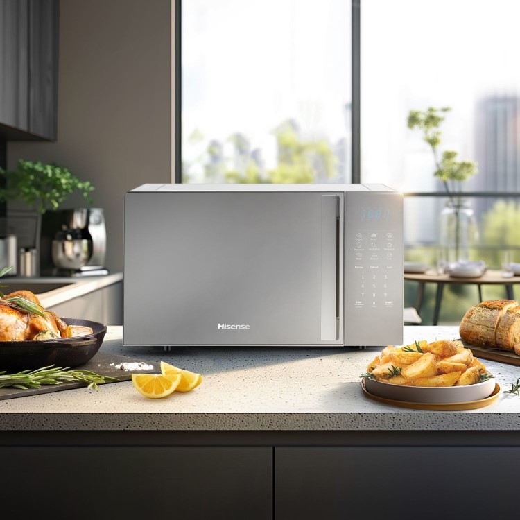 Refurbished Hisense H20MOMSS4HGUK 20L 700W Freestanding Combination Microwave Oven & Grill Silver