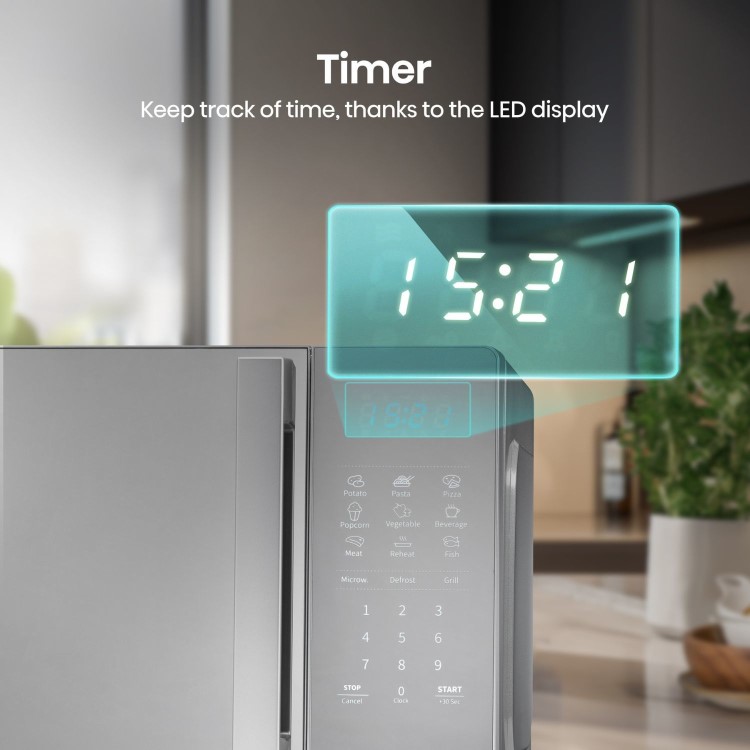 Refurbished Hisense H20MOMSS4HGUK 20L 700W Freestanding Combination Microwave Oven & Grill Silver