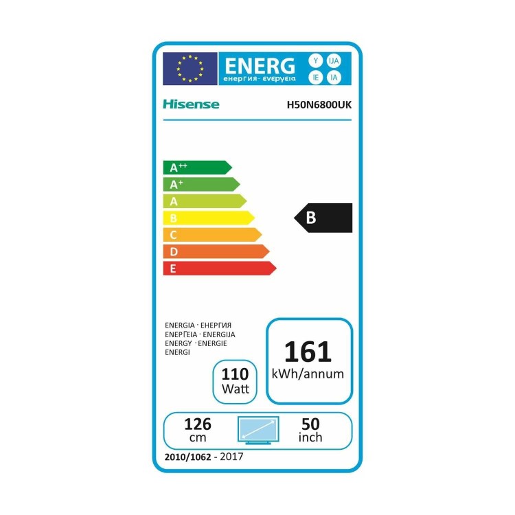 Refurbished Hisense N6800 50" 4K Ultra HD with HLG HDR LED Freeview HD Smart TV without Stand