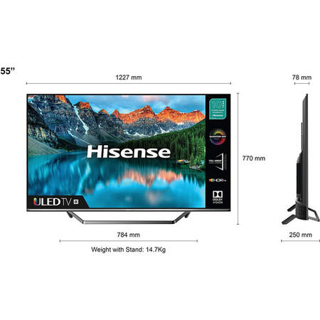 Refurbished Hisense 55" 4K Ultra HD with HDR10+ QLED Freeview Play Smart TV