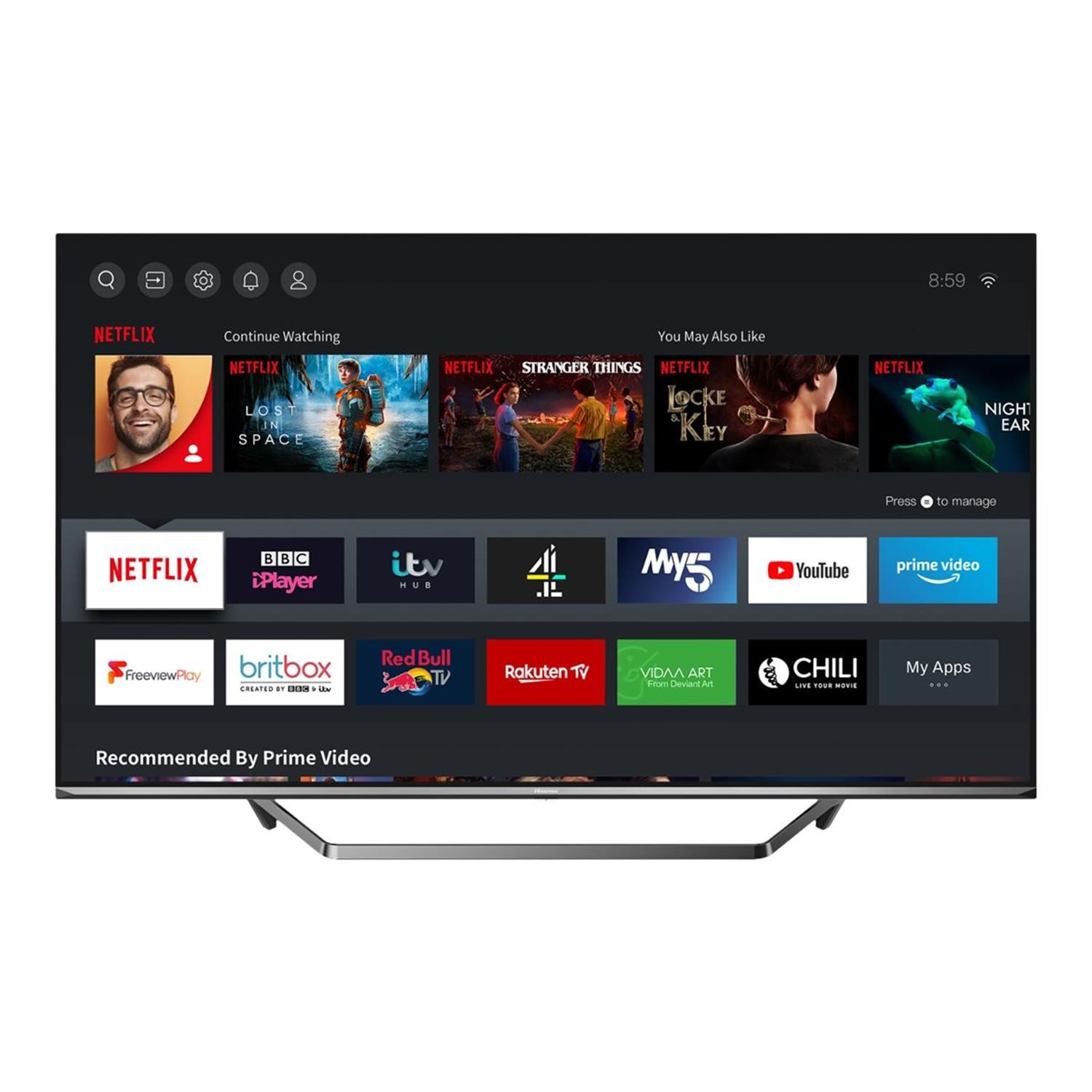 Refurbished Hisense 654K Ultra HD with HDR10+ QLED Freeview Play Smart TV