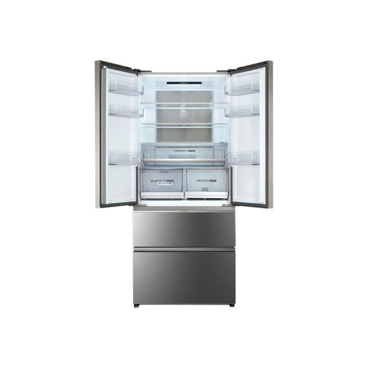 Refurbished Haier HB18FGSAAA Freestanding 539 Litre 70/30 Frost Free American Fridge Freezer Stainless Steel