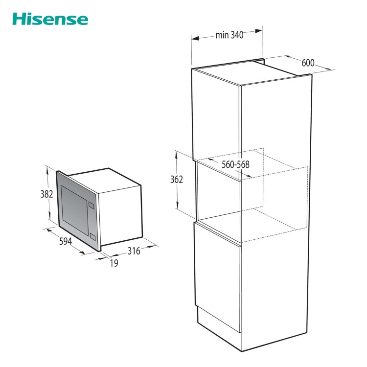 Hisense Built-In 800W Microwave - Black