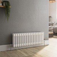 Refurbished Reggio White Horizontal Double Column Traditional Radiator 300x830mm 1470 BTU - Cast Iron Style