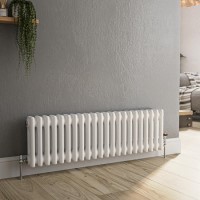 GRADE A2 - Reggio White Horizontal Double Column Traditional Radiator 300x1010mm 1797 BTU - Cast Iron Style