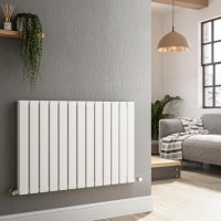 GRADE A2 - Riace White Horizontal Flat Designer Radiator 600x884mm Double Panel 3342 BTU