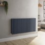 GRADE A2 - Sorrento Anthracite Horizontal Oval Designer Radiator 600x1180mm Double Panel 4798 BTU