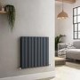 GRADE A2 - Riace Anthracite Horizontal Flat Designer Radiator 600x612mm Double Panel 2313 BTU