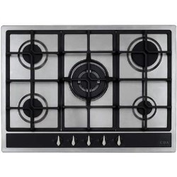 CDA 70cm 5 burner Gas Hob with Wok Burner - Stainless Steel